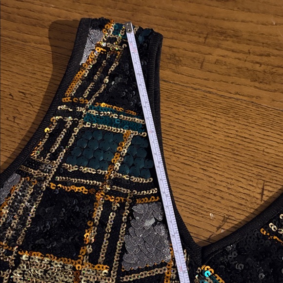 Zara Black, Green, and Gold Sequin Dress - Picture 13 of 14